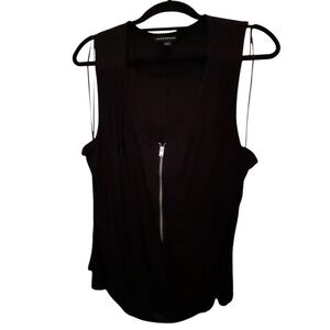 Rock & Republic size large black sleeveless top faux wrap look with zipper